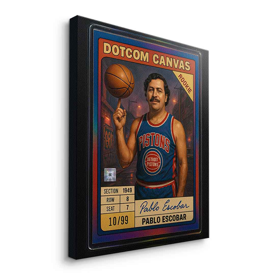 DOTCOMCANVAS Pablo Escobar Basketball Card Leinwandbild Pop Art Ohne Rahmen Seitenansicht