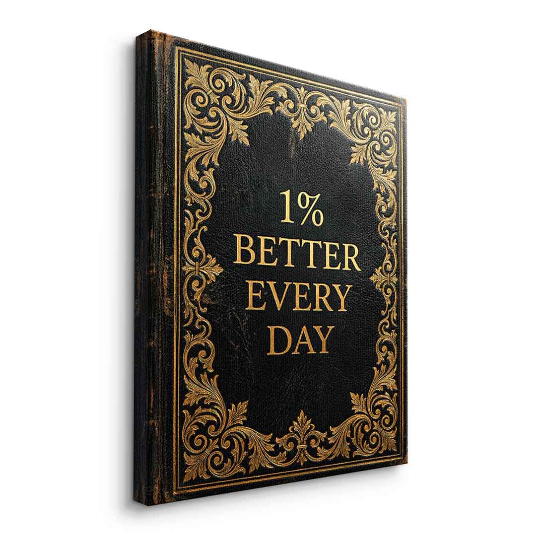 DOTCOMCANVAS® 1% better every day Leinwandbild – Seitenansicht ohne Rahmen