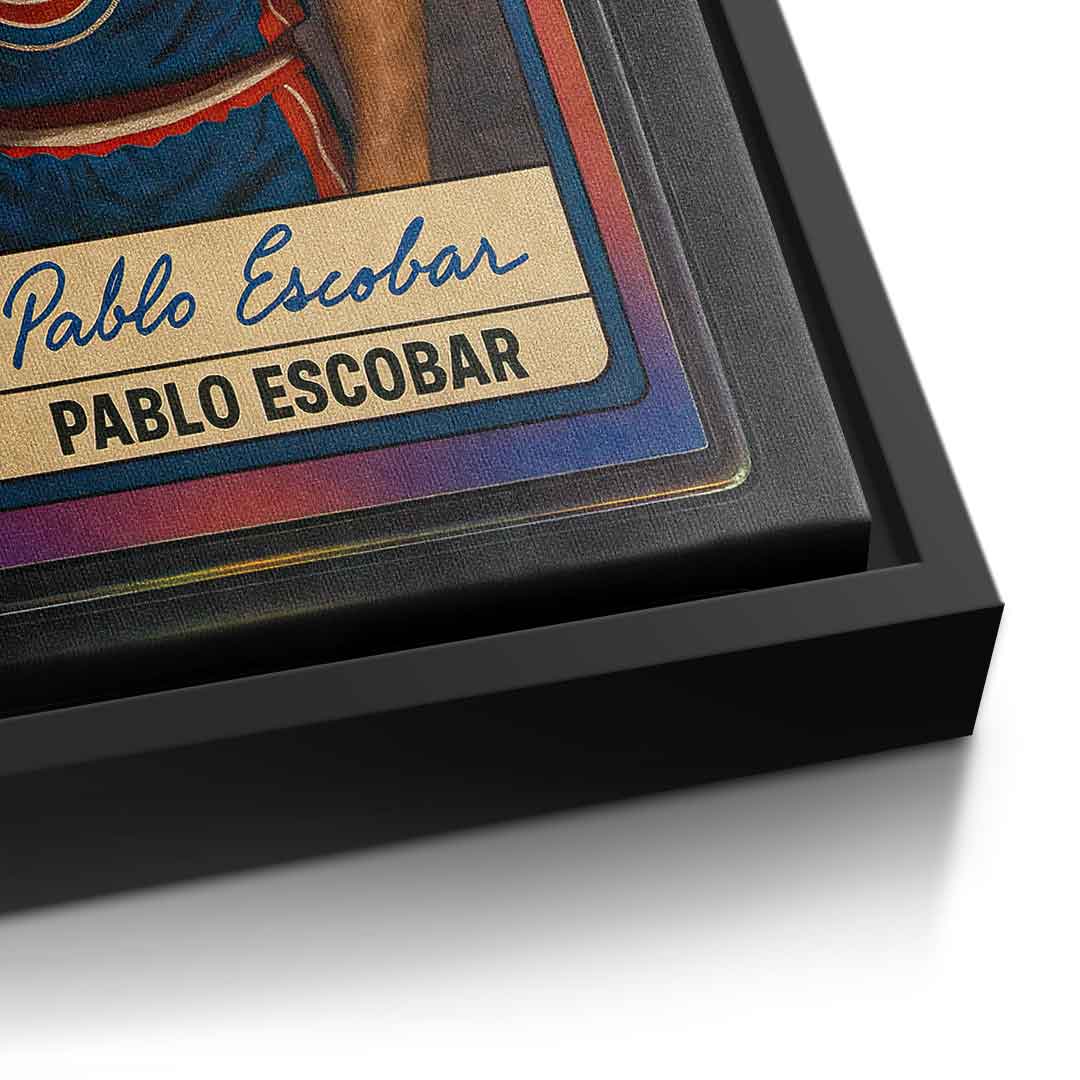 DOTCOMCANVAS Pablo Escobar Basketball Card Leinwandbild Pop Art Schwarz Detailansicht
