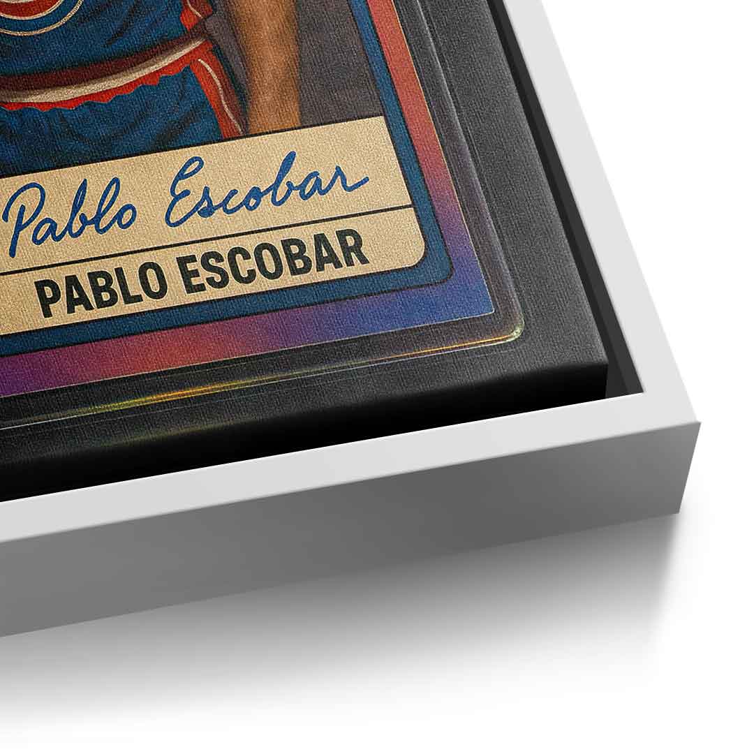 DOTCOMCANVAS Pablo Escobar Basketball Card Leinwandbild Pop Art Weiß Detailansicht