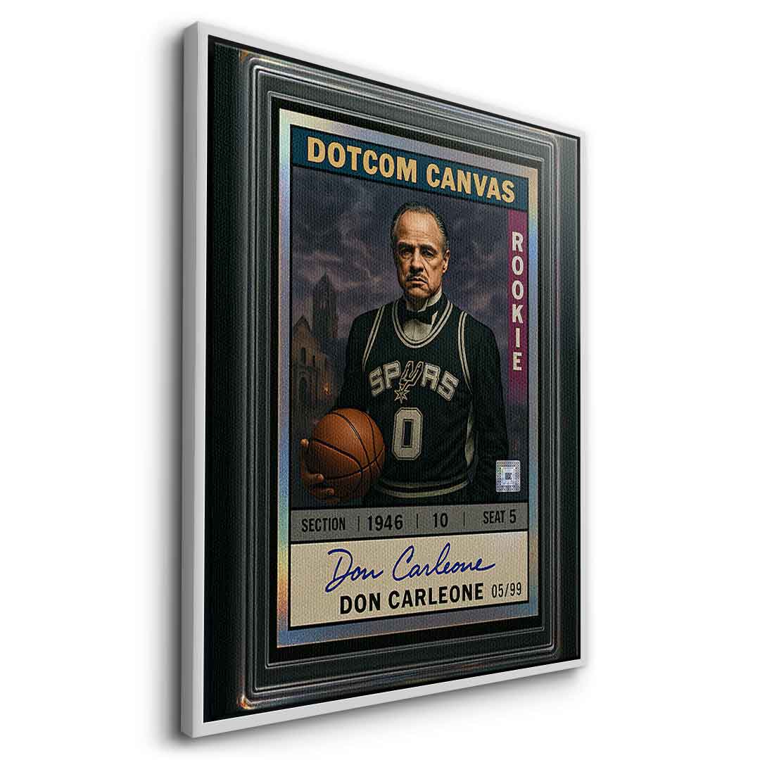DOTCOMCANVAS Leinwandbild Don Carleone Basketball Card Pop Art Seitenansicht mit weißem Rahmen
