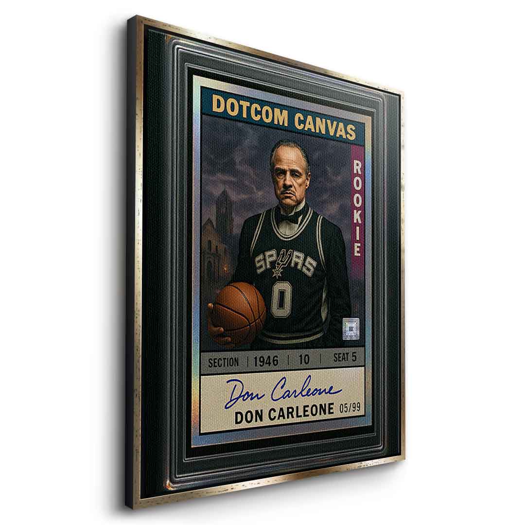 DOTCOMCANVAS Leinwandbild Don Carleone Basketball Card Pop Art Seitenansicht mit goldenem Rahmen