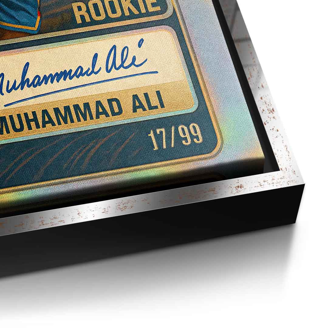 DOTCOMCANVAS Muhammad Ali Basketball Card Leinwandbild Pop Art Silber Detailansicht