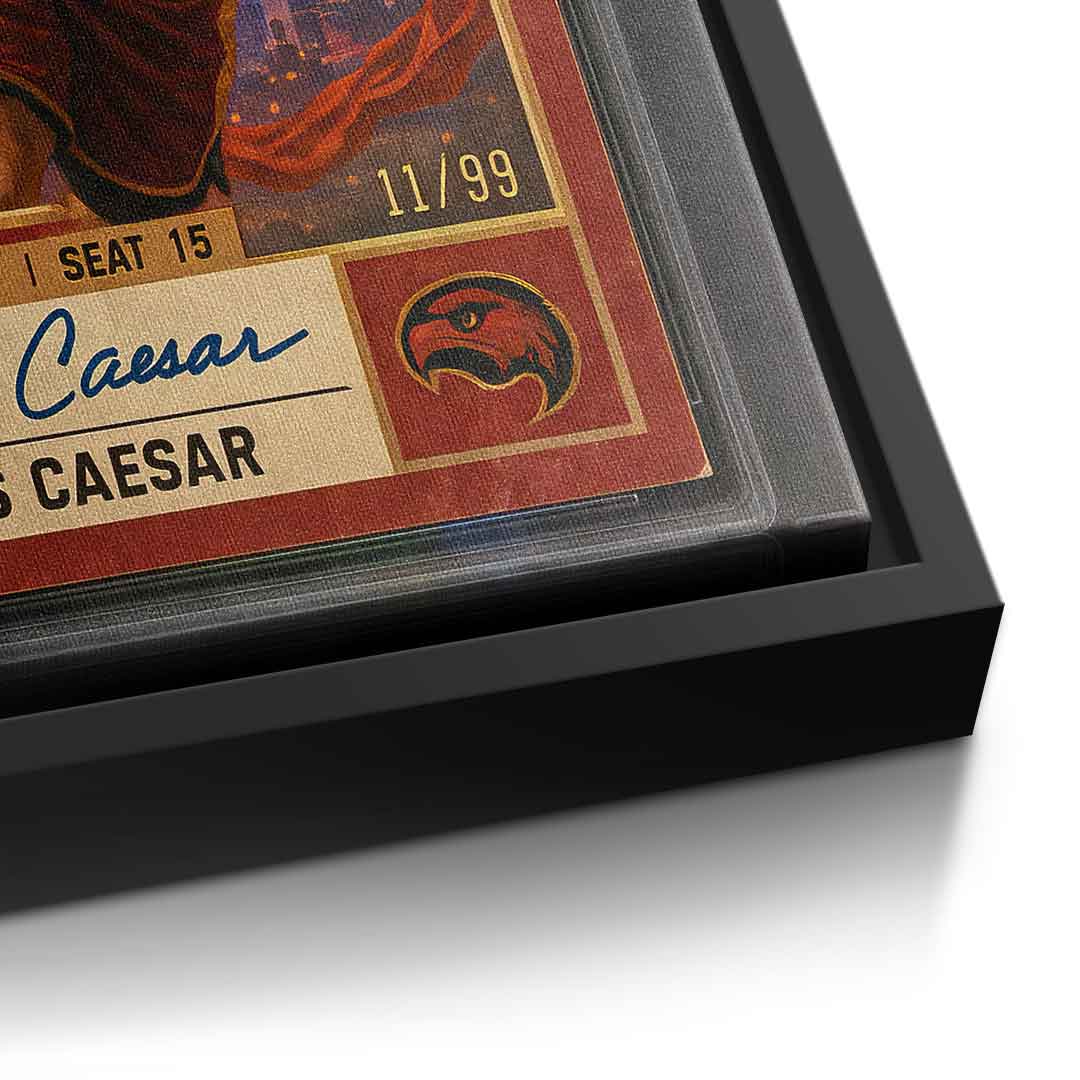 DOTCOMCANVAS Julius Caesar Basketball Card Leinwandbild Pop Art – Detailansicht schwarzer Rahmen