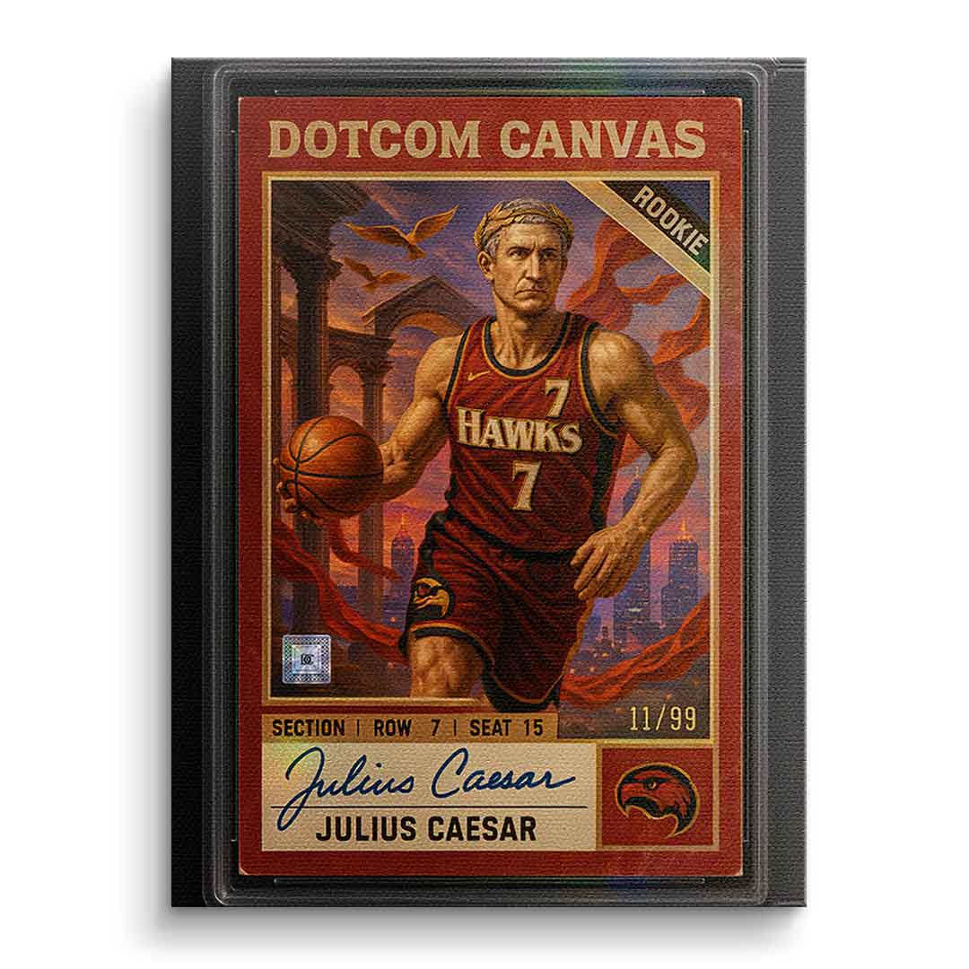 DOTCOMCANVAS Julius Caesar Basketball Card Leinwandbild Pop Art – Frontansicht ohne Rahmen