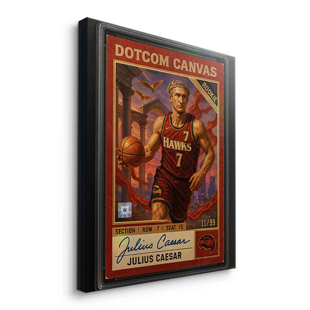 DOTCOMCANVAS Julius Caesar Basketball Card Leinwandbild Pop Art – Seitenansicht ohne Rahmen