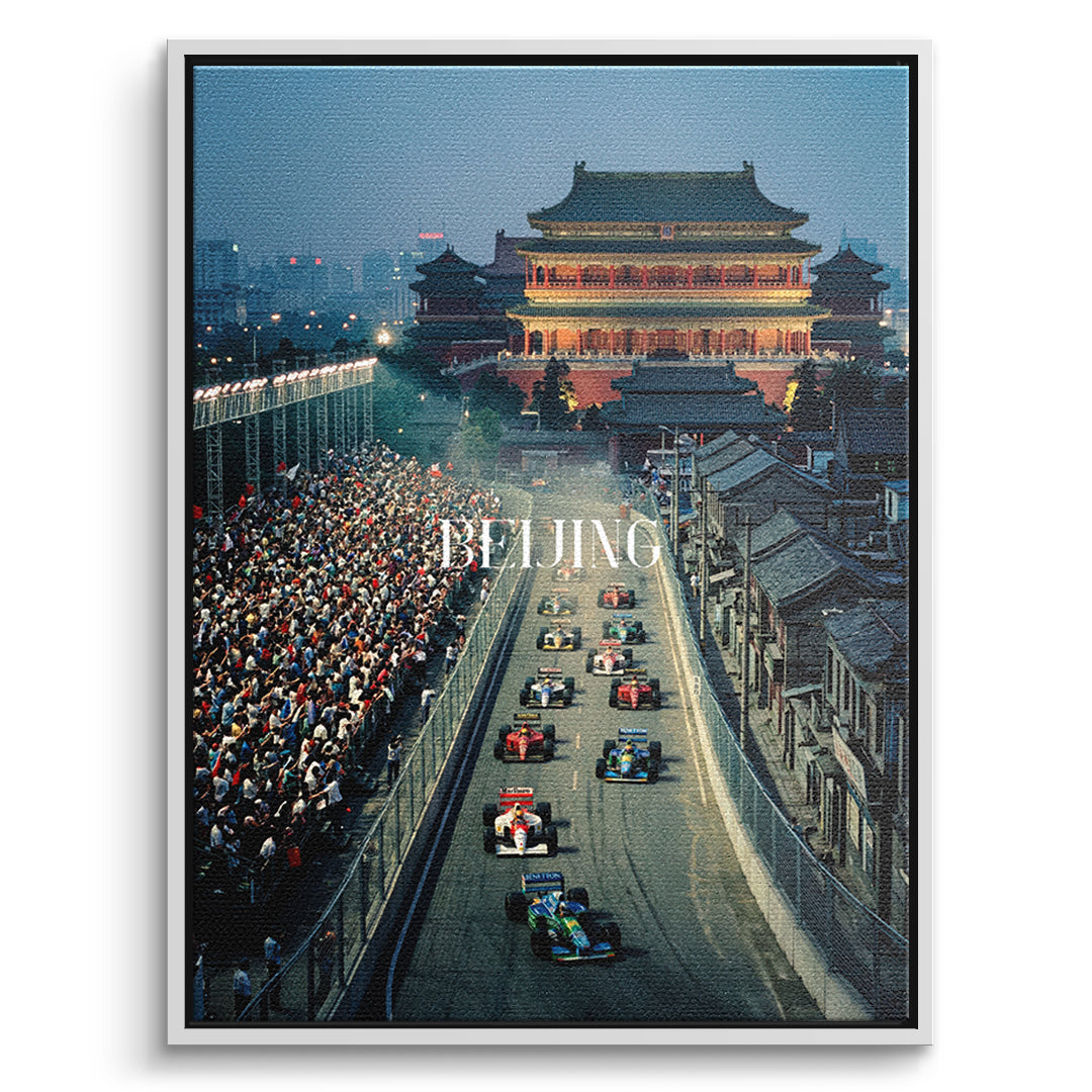 Beijing F1 Leinwandbild – Weißer Rahmen