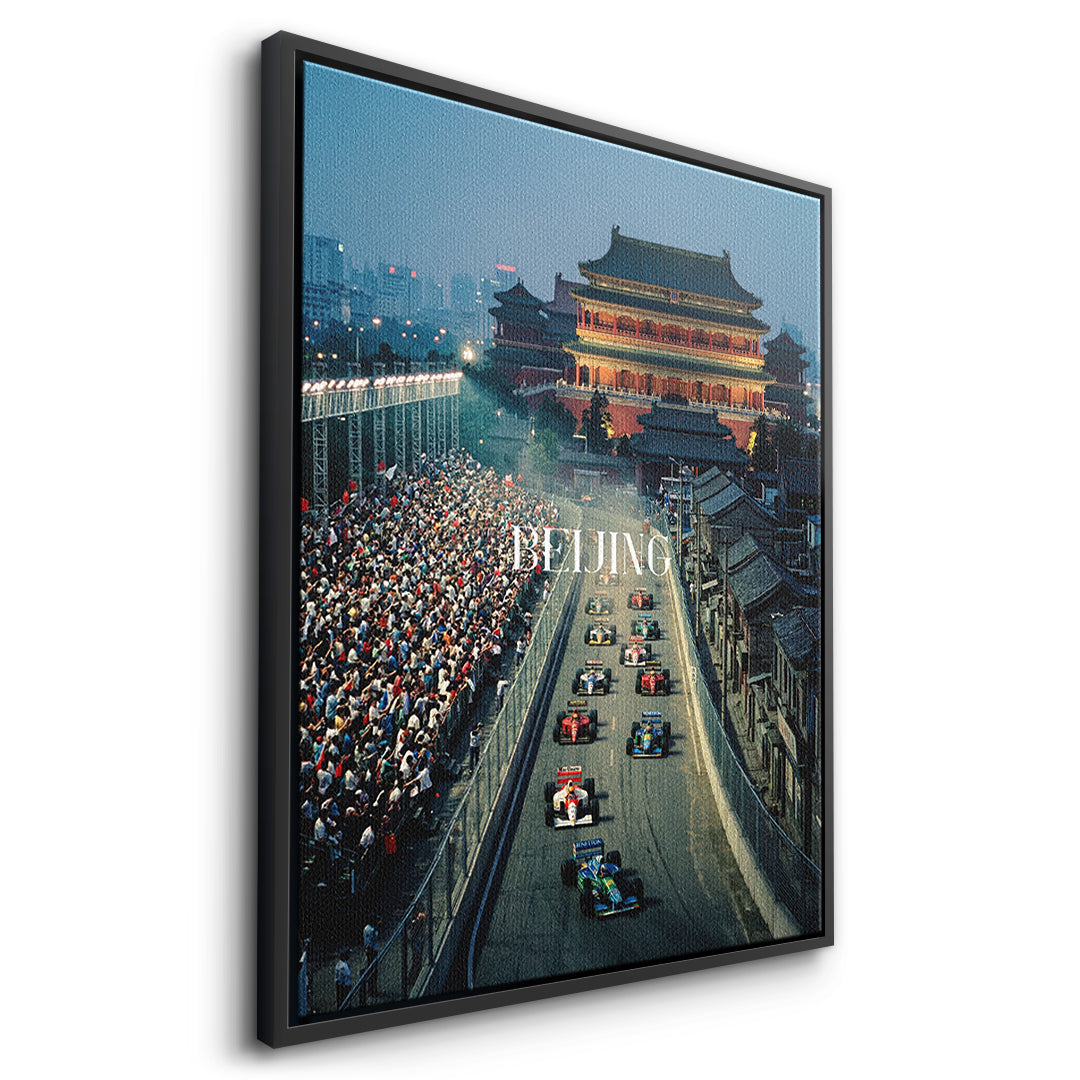 Beijing F1 Leinwandbild – Seitenansicht schwarzer Rahmen