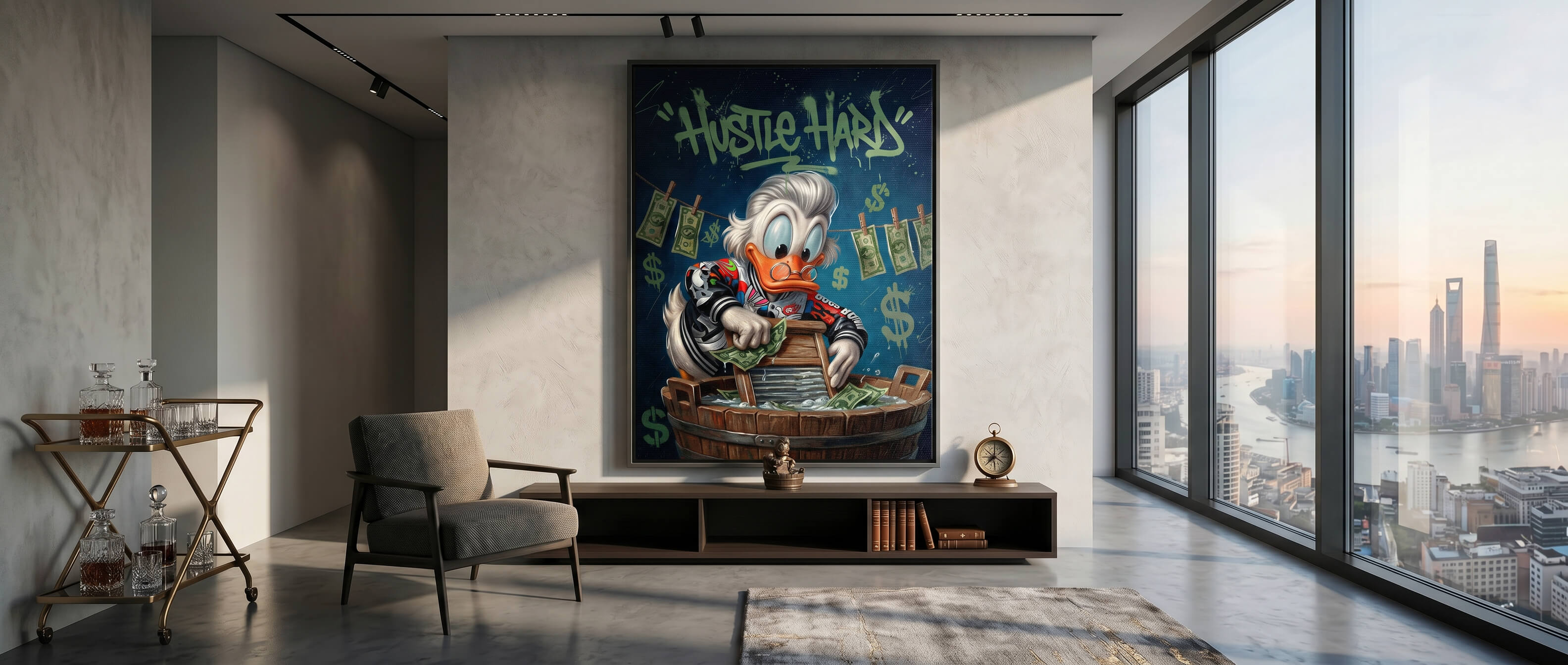 3424 Hustle Hard Leinwand Banner