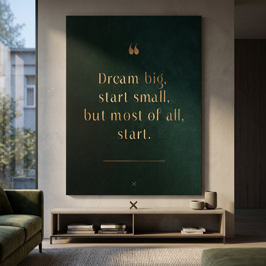 DOTCOMCANVAS Dream Big Leinwandbild im Wohnraum – motivierendes Typografie-Wandbild