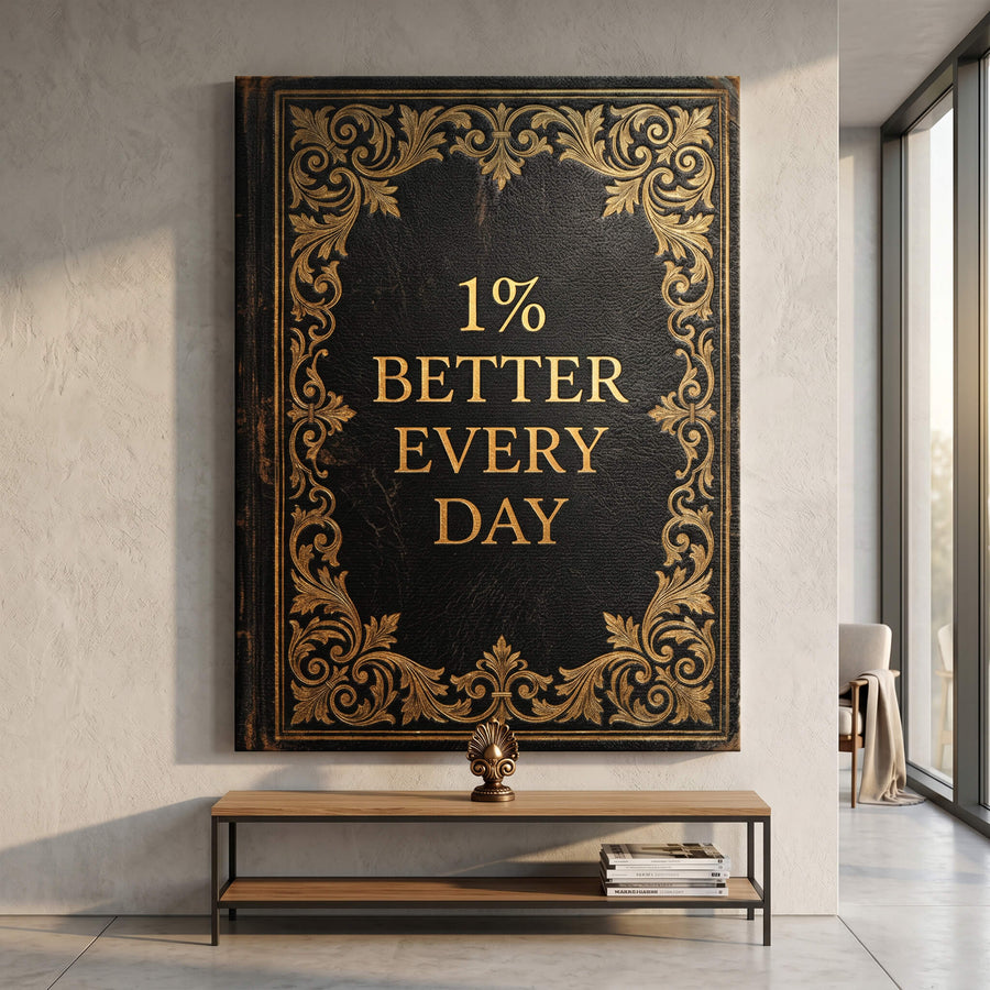 DOTCOMCANVAS® 1% better every day Leinwandbild – im Raum