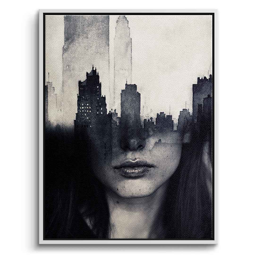 DOTCOMCANVAS® Mind game Leinwandbild – Vorderansicht weißer Rahmen