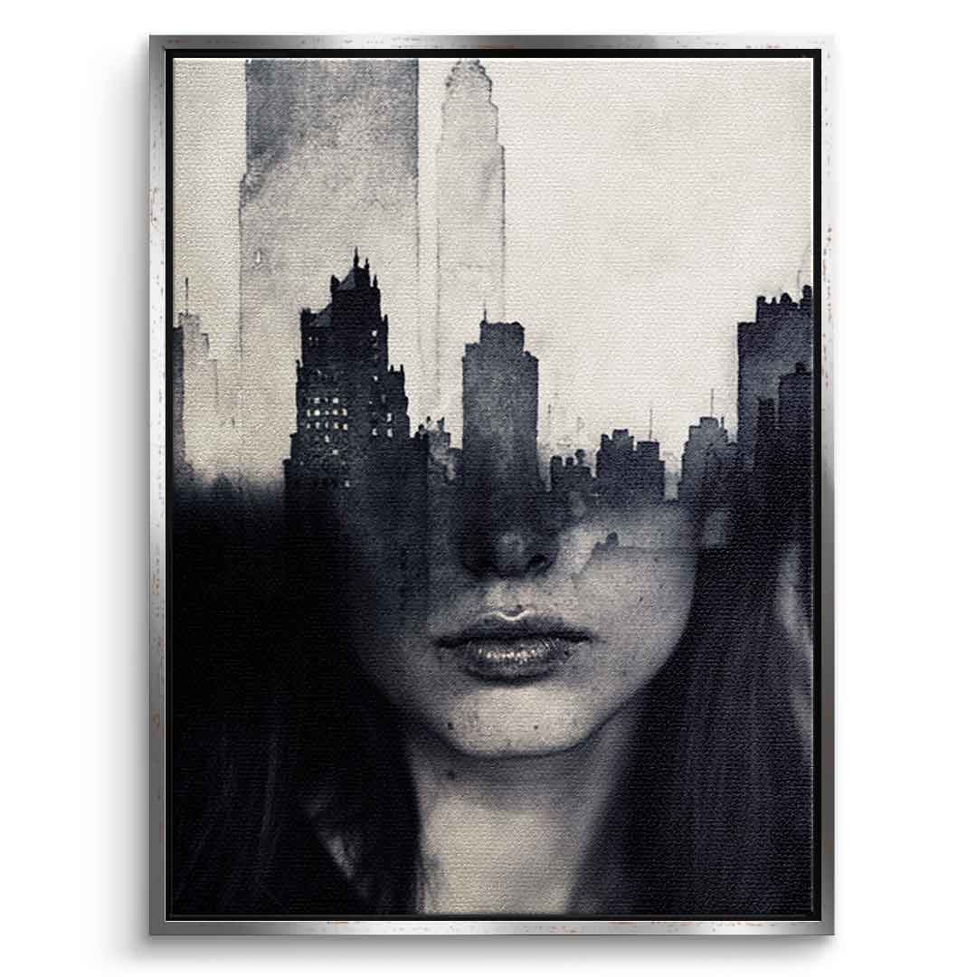 DOTCOMCANVAS® Mind game Leinwandbild – Vorderansicht schwarzer Rahmen