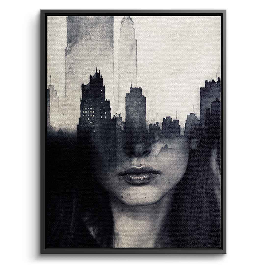DOTCOMCANVAS® Mind game Leinwandbild – Vorderansicht silberner Rahmen