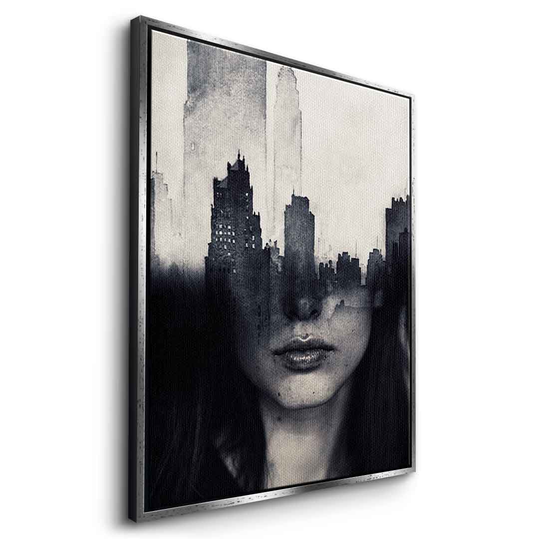 DOTCOMCANVAS® Mind game Leinwandbild – Seitenansicht weißer Rahmen