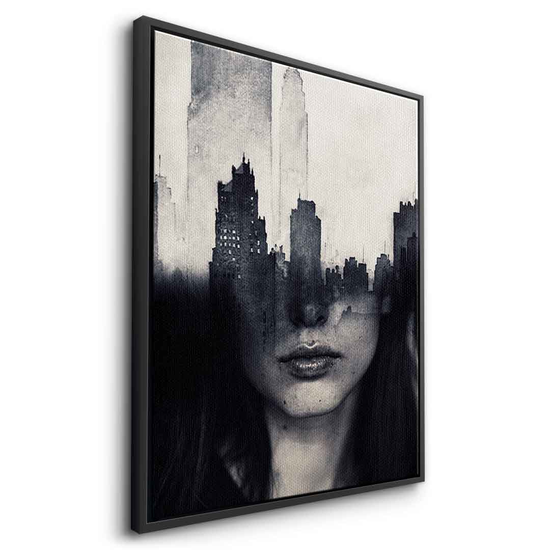 DOTCOMCANVAS® Mind game Leinwandbild – Seitenansicht schwarzer Rahmen