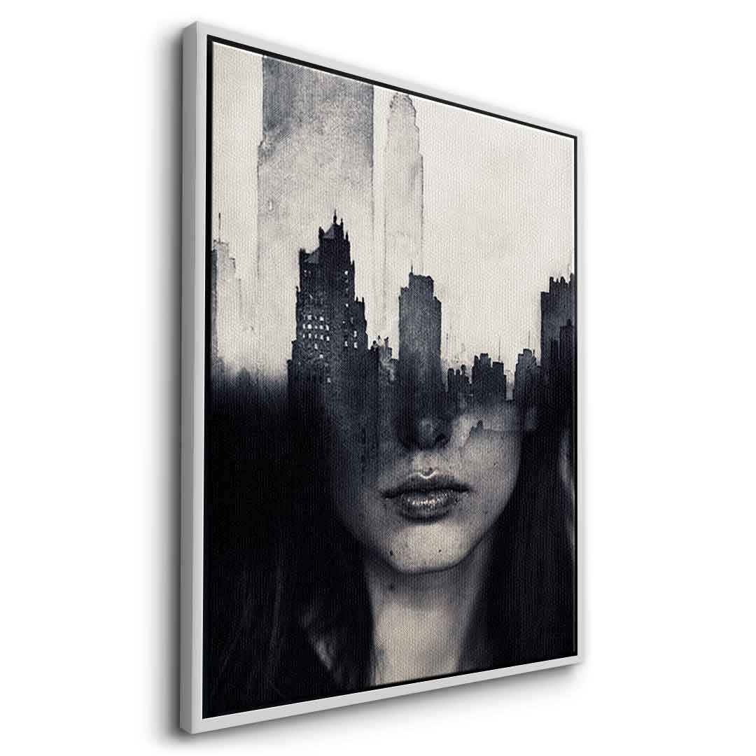 DOTCOMCANVAS® Mind game Leinwandbild – Seitenansicht silberner Rahmen