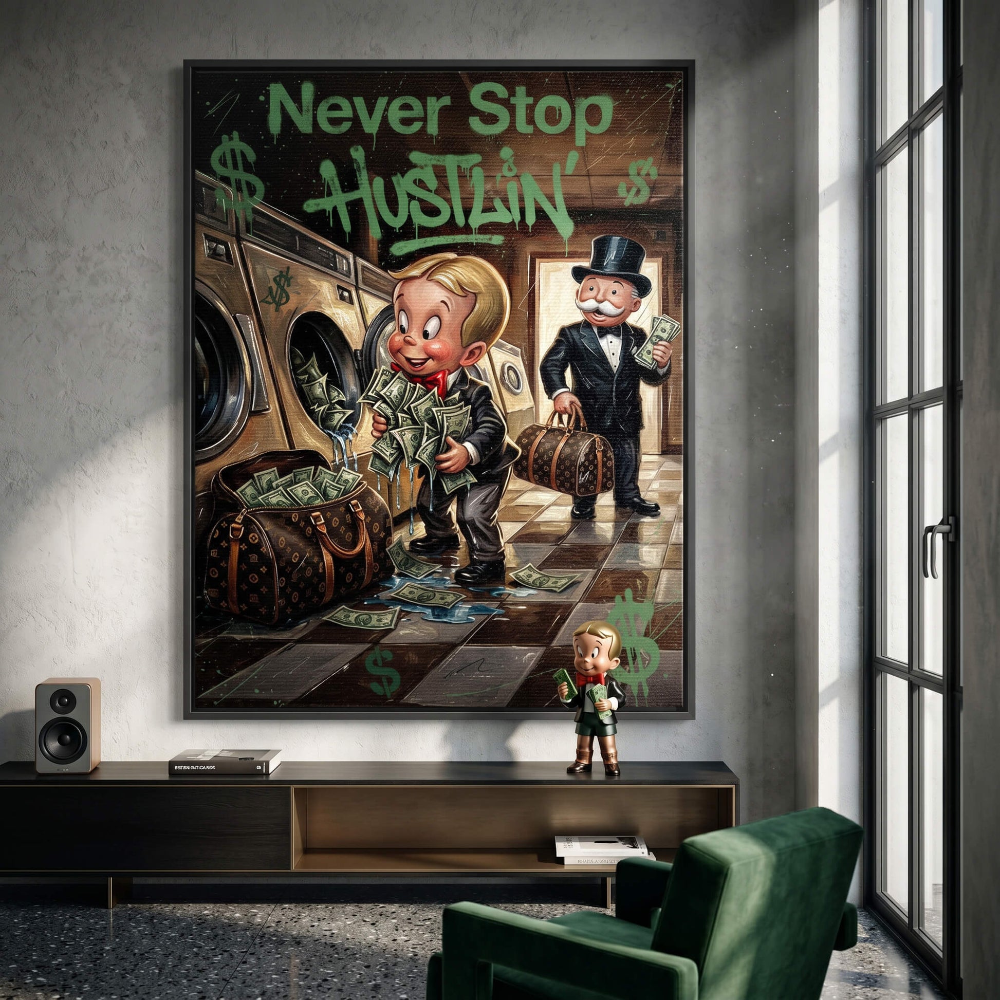 DOTCOMCANVAS® Never Stop Hustlin Leinwandbild – im Raum