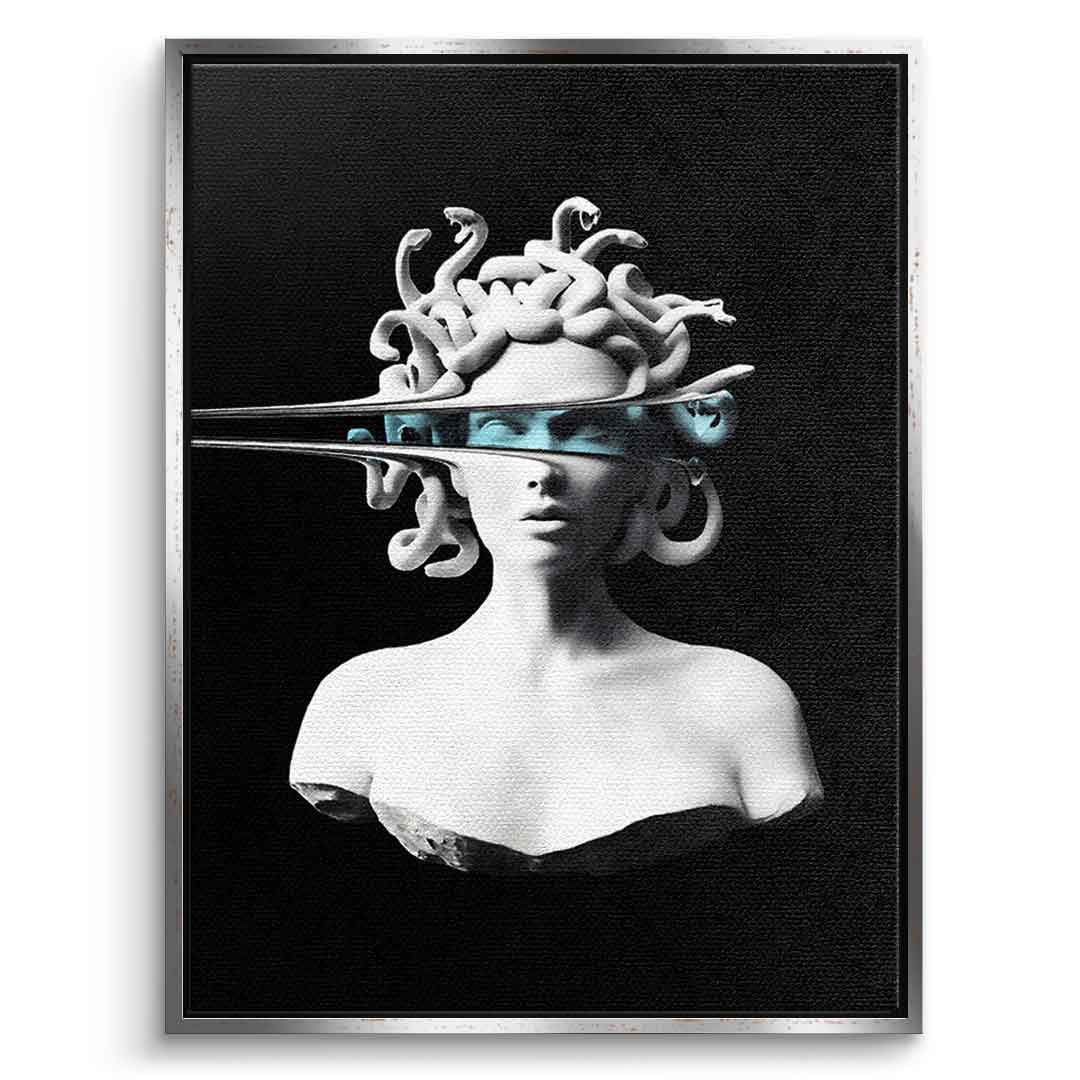DOTCOMCANVAS® Portrait of Medusa Leinwandbild – Vorderansicht schwarzer Rahmen