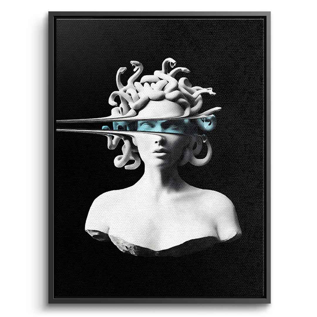 DOTCOMCANVAS® Portrait of Medusa Leinwandbild – Vorderansicht silberner Rahmen