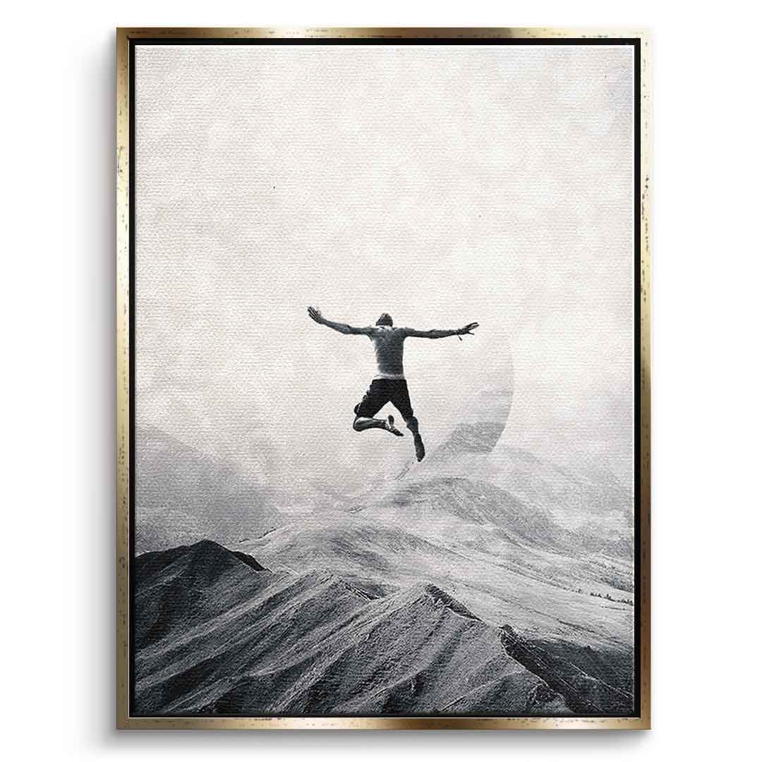 DOTCOMCANVAS® Jump in with both feet Leinwandbild – Vorderansicht goldener Rahmen