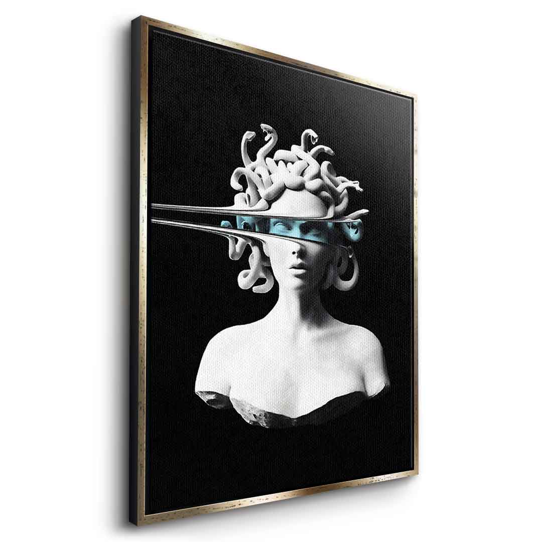 DOTCOMCANVAS® Portrait of Medusa Leinwandbild – Seitenansicht goldener Rahmen