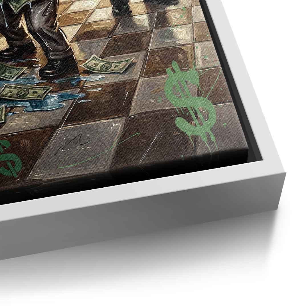 DOTCOMCANVAS® Never Stop Hustlin Leinwandbild – Detailansicht weißer Rahmen