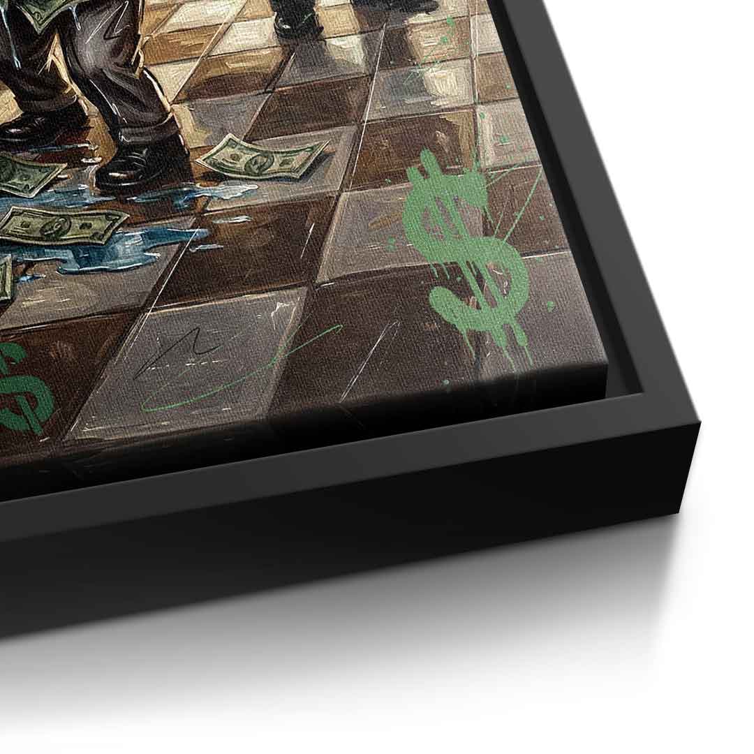 DOTCOMCANVAS® Never Stop Hustlin Leinwandbild – Detailansicht schwarzer Rahmen