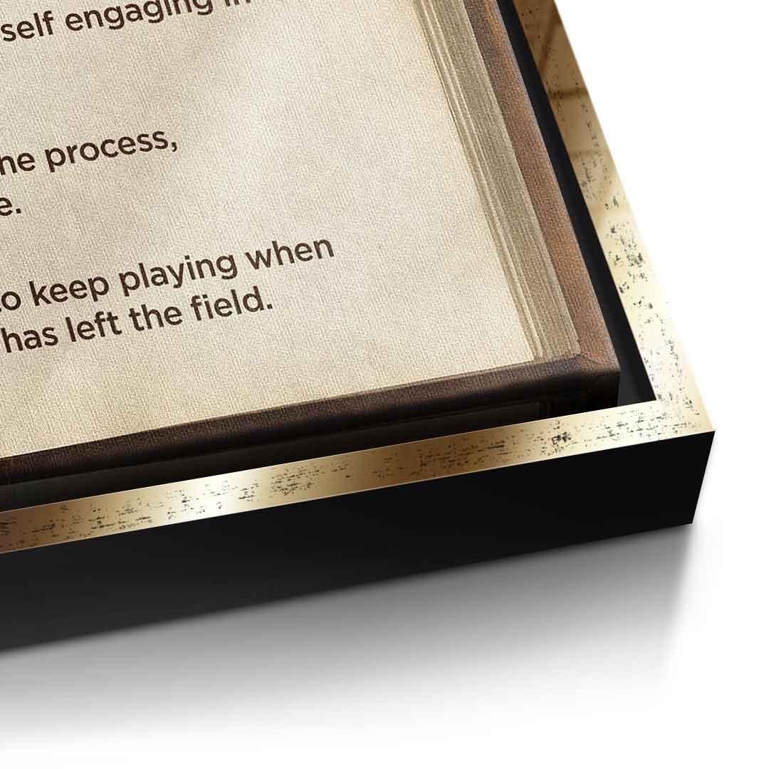 DOTCOMCANVAS® Mindset book Leinwandbild – Detailansicht goldener Rahmen