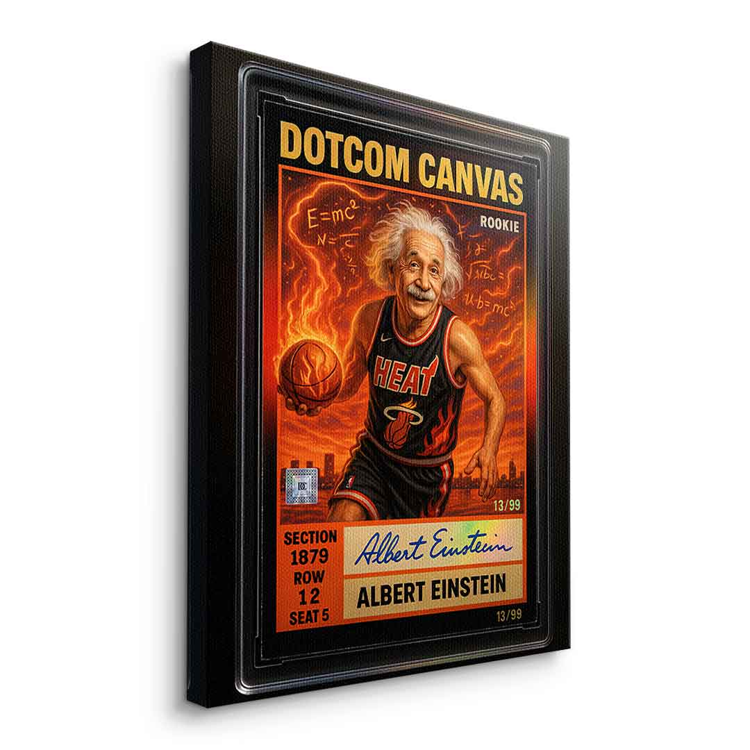 DOTCOMCANVAS Albert Einstein Basketball Card Pop Art Wandbild Leinwandbild Seitenansicht ohne Rahmen