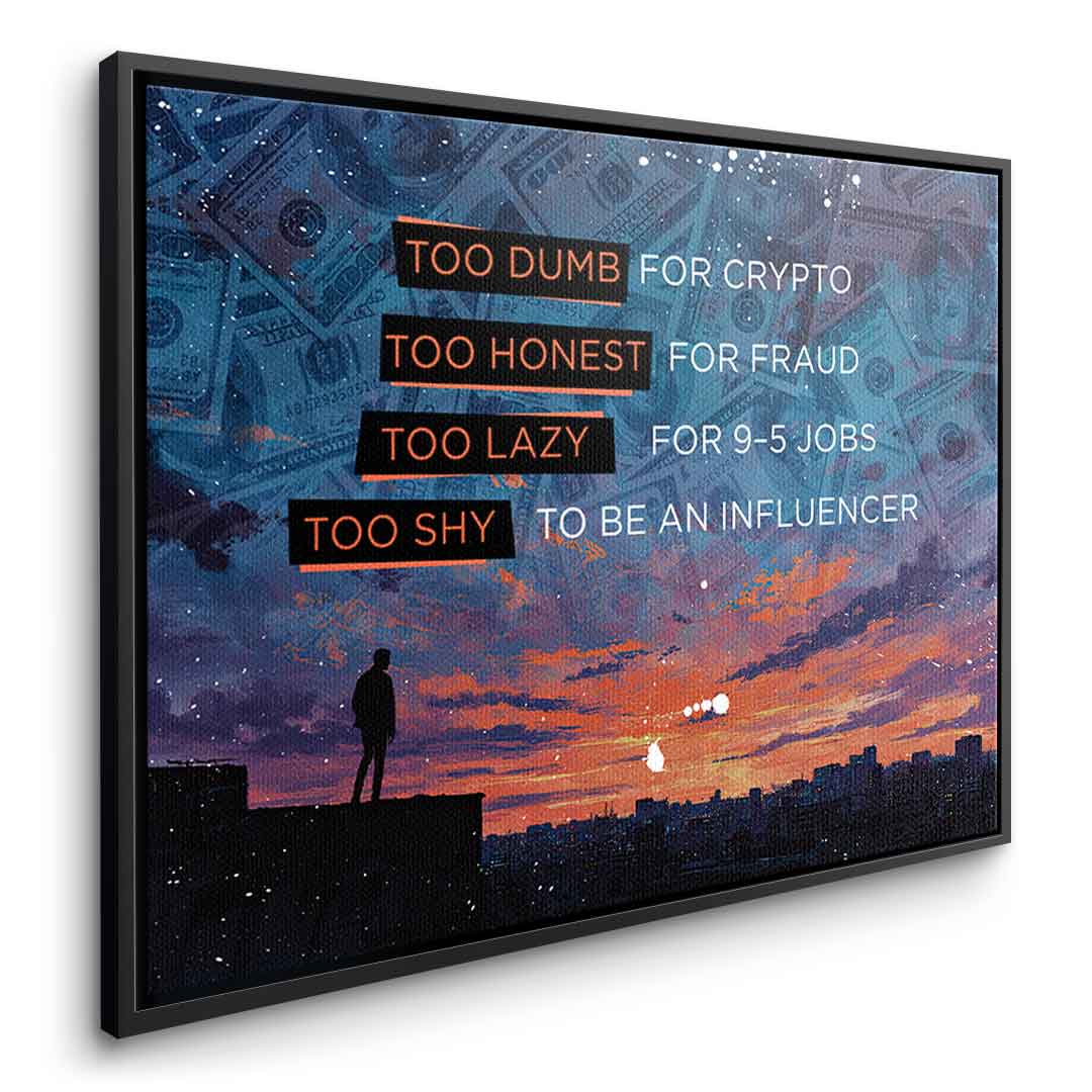 DOTCOMCANVAS Too shy to be Leinwandbild Seitenansicht mit schwarzem Rahmen