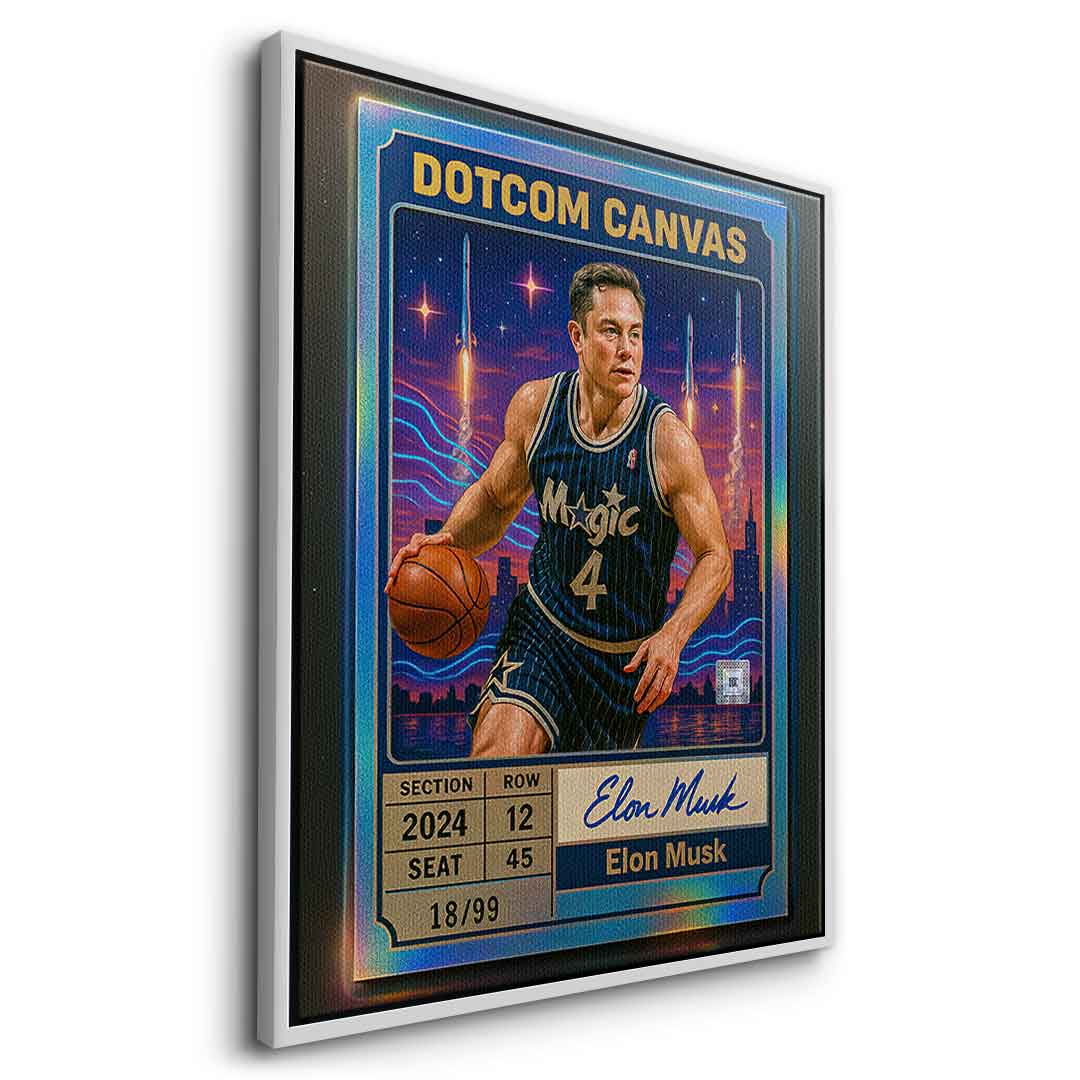 DOTCOMCANVAS Elon Musk Basketball Card Leinwandbild Seitenansicht