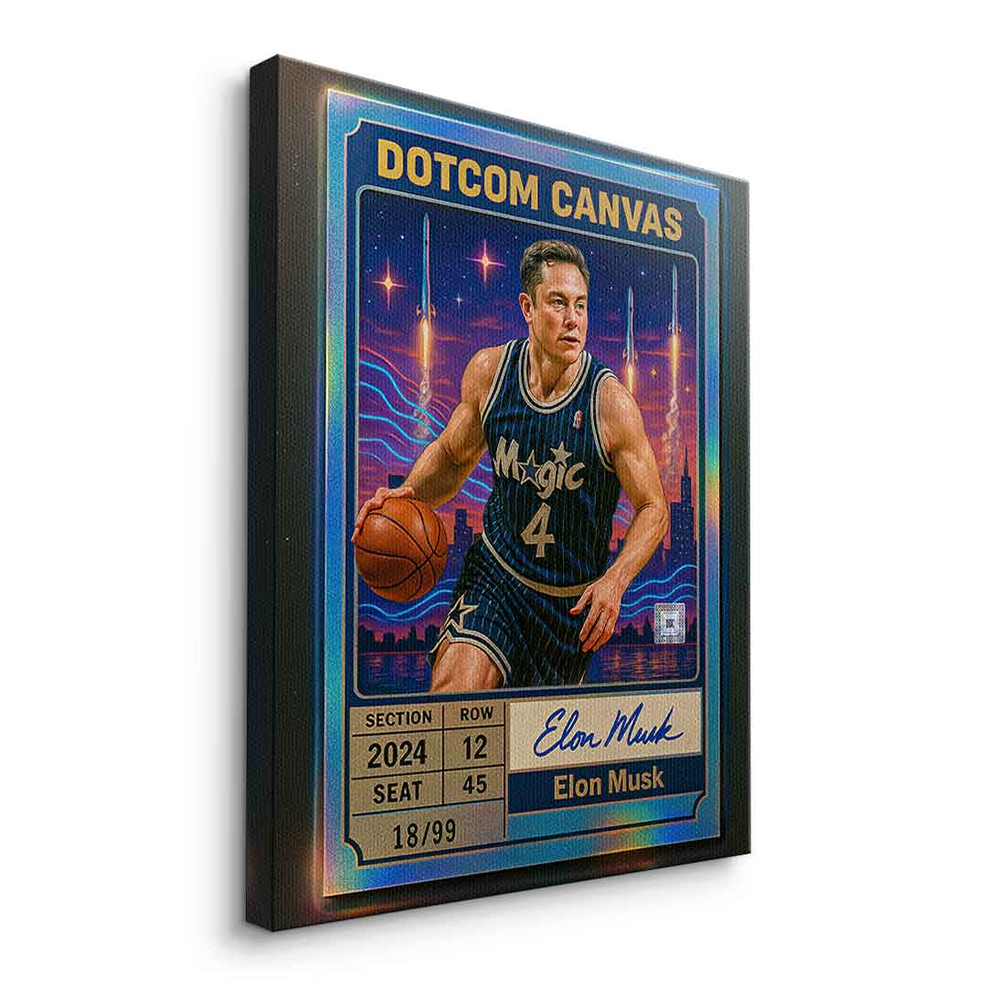 DOTCOMCANVAS Elon Musk Basketball Card Leinwandbild Seitenansicht