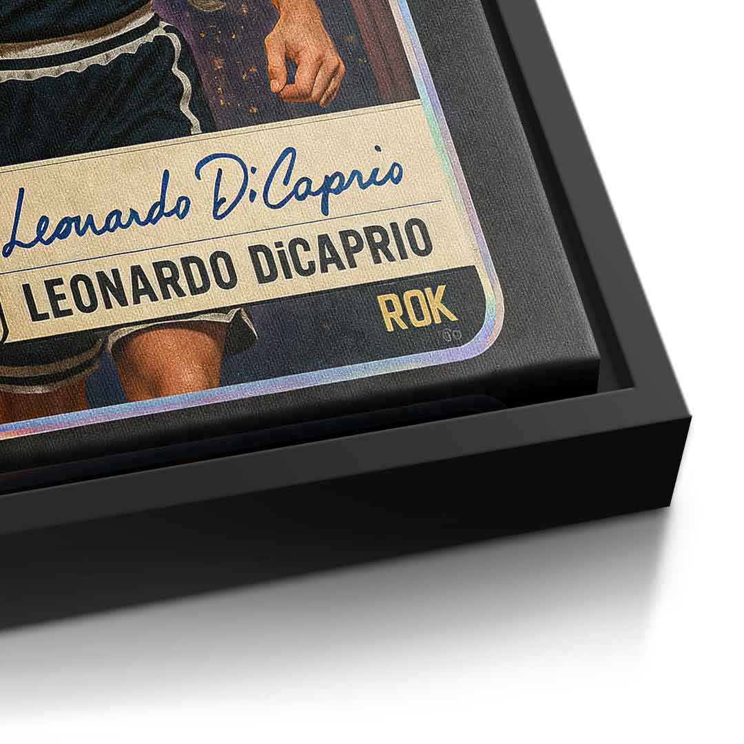 DOTCOMCANVAS Leo Dicaprio Basketball Card Leinwandbild Detail Schwarzer Rahmen