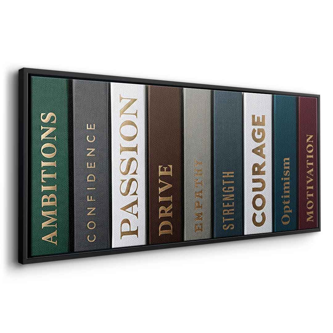 DOTCOMCANVAS Motivational Books Leinwandbild Seitenansicht Schwarz