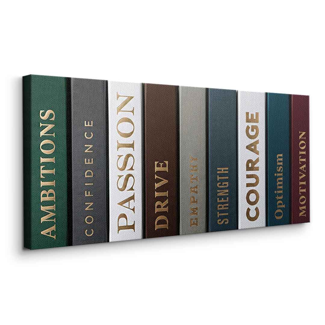 DOTCOMCANVAS Motivational Books Leinwandbild Seitenansicht ohne Rahmen