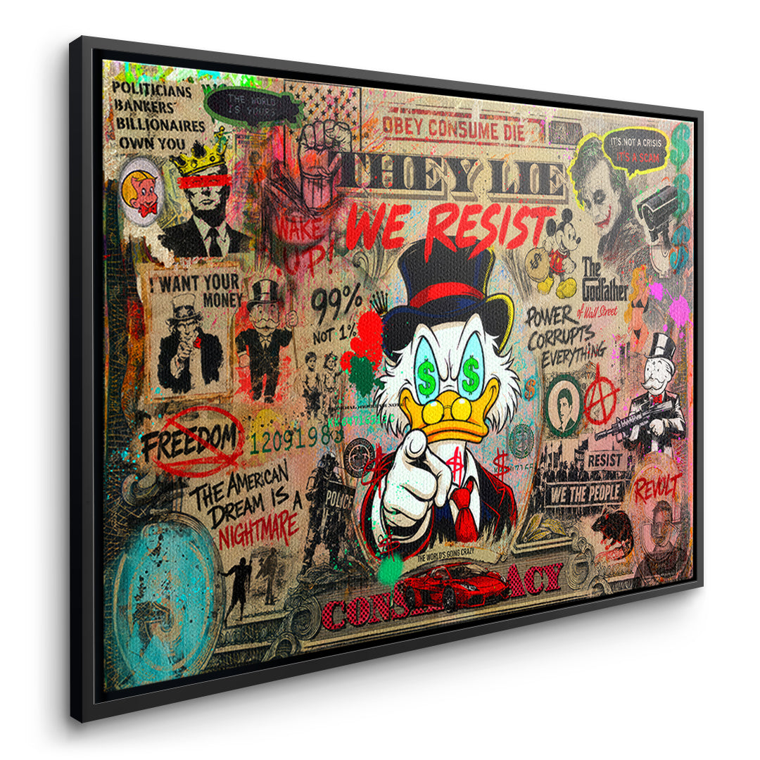 DOTCOMCANVAS WAKE UP! Leinwandbild Seitenansicht schwarzer Rahmen