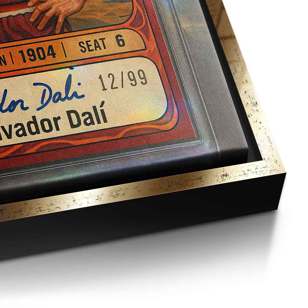DOTCOMCANVAS® Salvador Dali Basketball Card Leinwandbild – Detailaufnahme goldener Rahmen