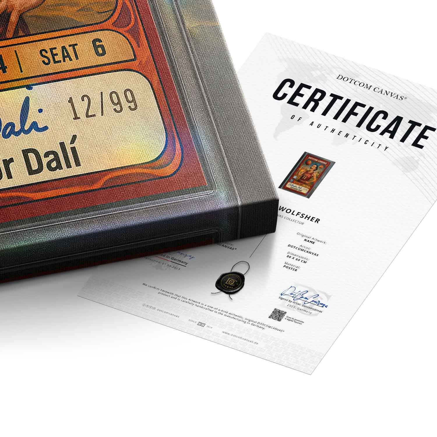 DOTCOMCANVAS® Salvador Dali Basketball Card Leinwandbild – Echtheitszertifikat