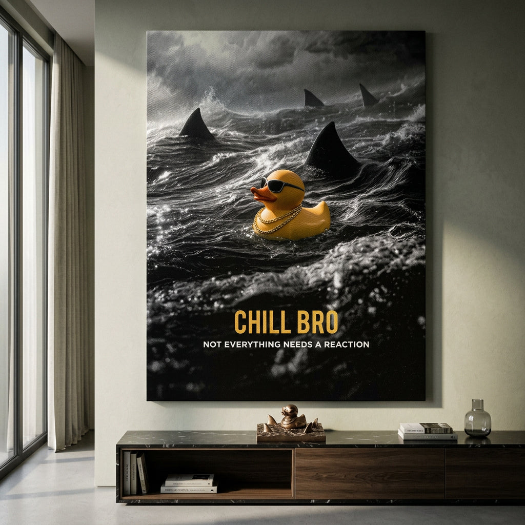 Leinwandbild Chill Bro Raum Mockup – Wohnzimmer Wandbild Humor