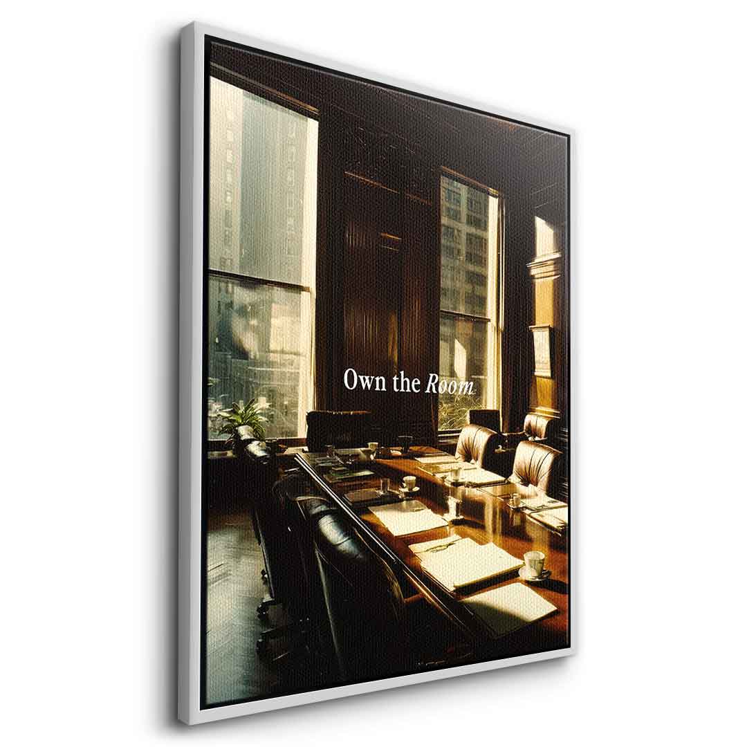 DOTCOMCANVAS Own the Room Leinwandbild Seitenansicht mit silbernem Rahmen