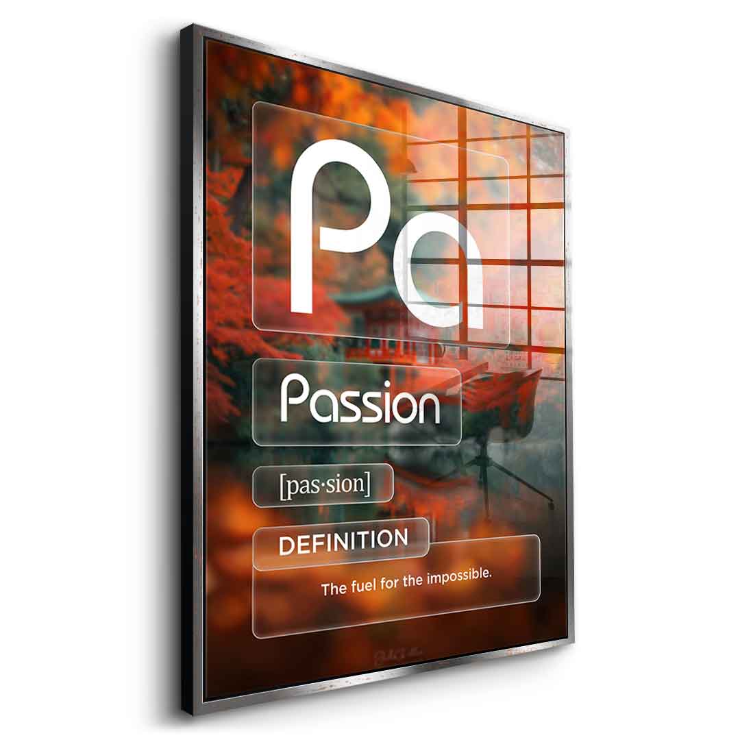 DOTCOMCANVAS® Passion (Pa) Acrylglasbild Version Farbig – Vorderansicht Ohne Rahmen