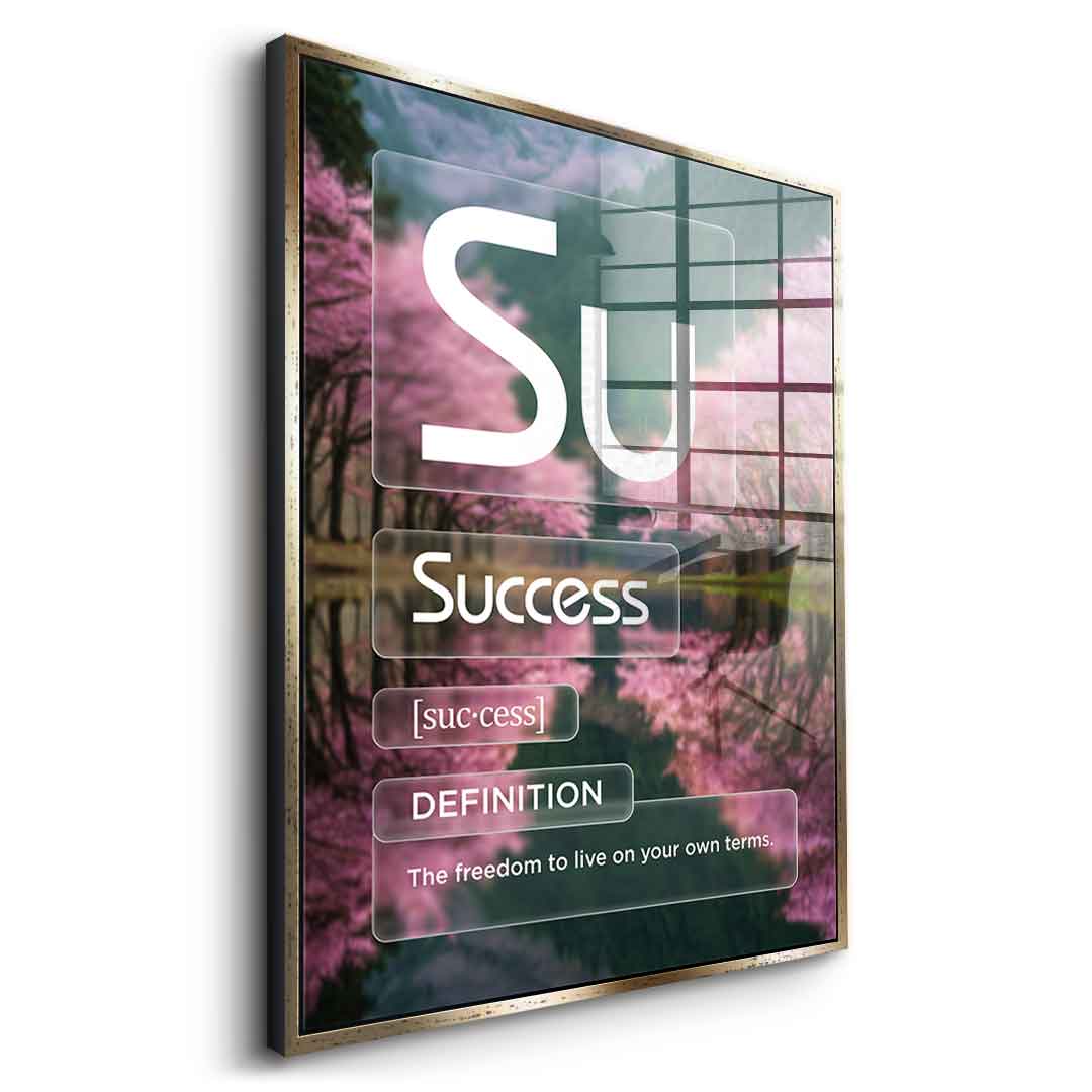 DOTCOMCANVAS® Success (Su) Acrylglasbild Version Farbig – Seitenansicht Schwarz