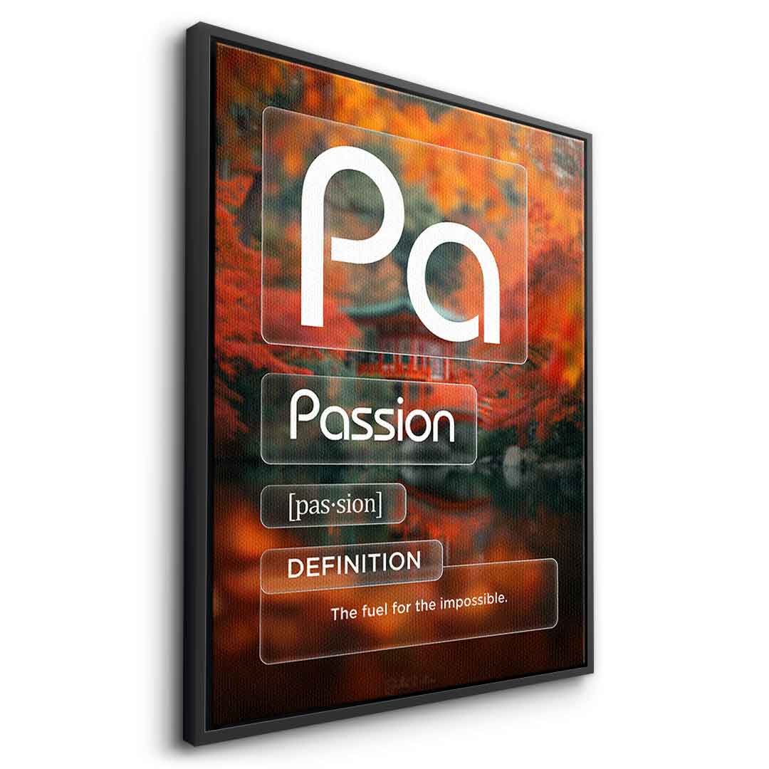 DOTCOMCANVAS® Passion (Pa) Leinwandbild Version Farbig – Seitenansicht Schwarz