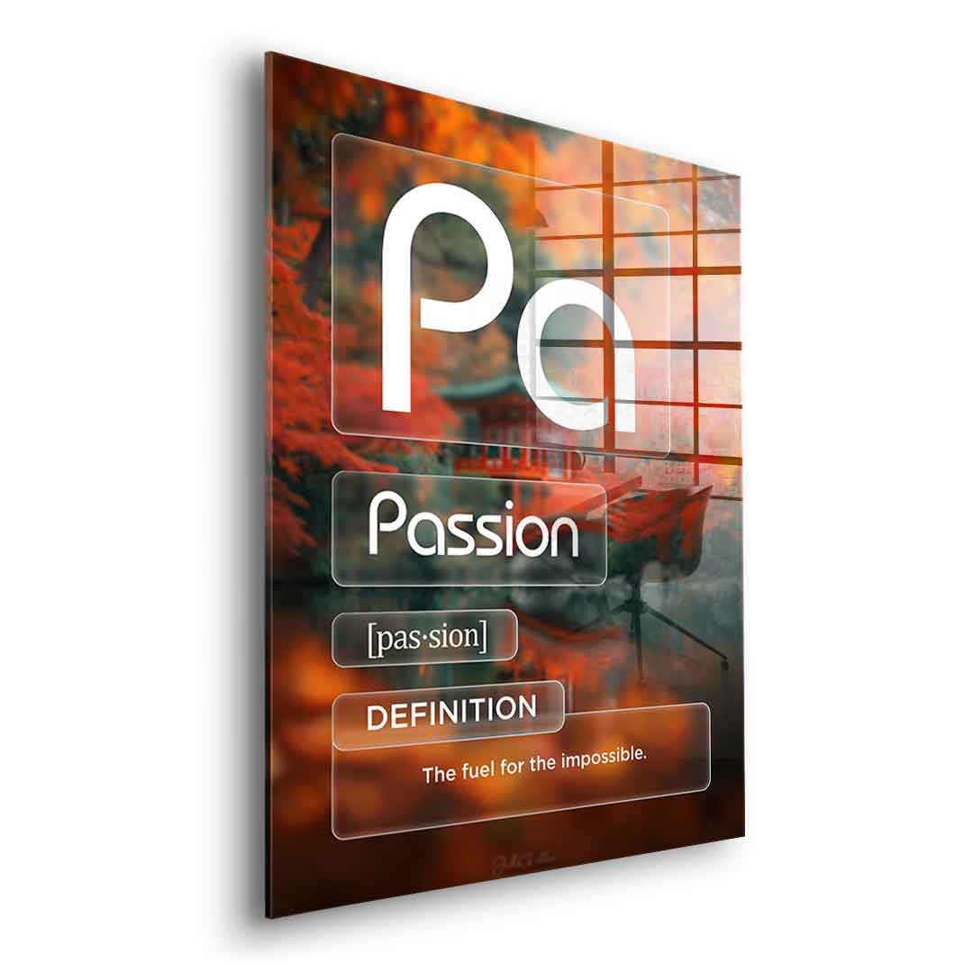 DOTCOMCANVAS® Passion (Pa) Acrylglasbild Version Farbig – Seitenansicht Silber