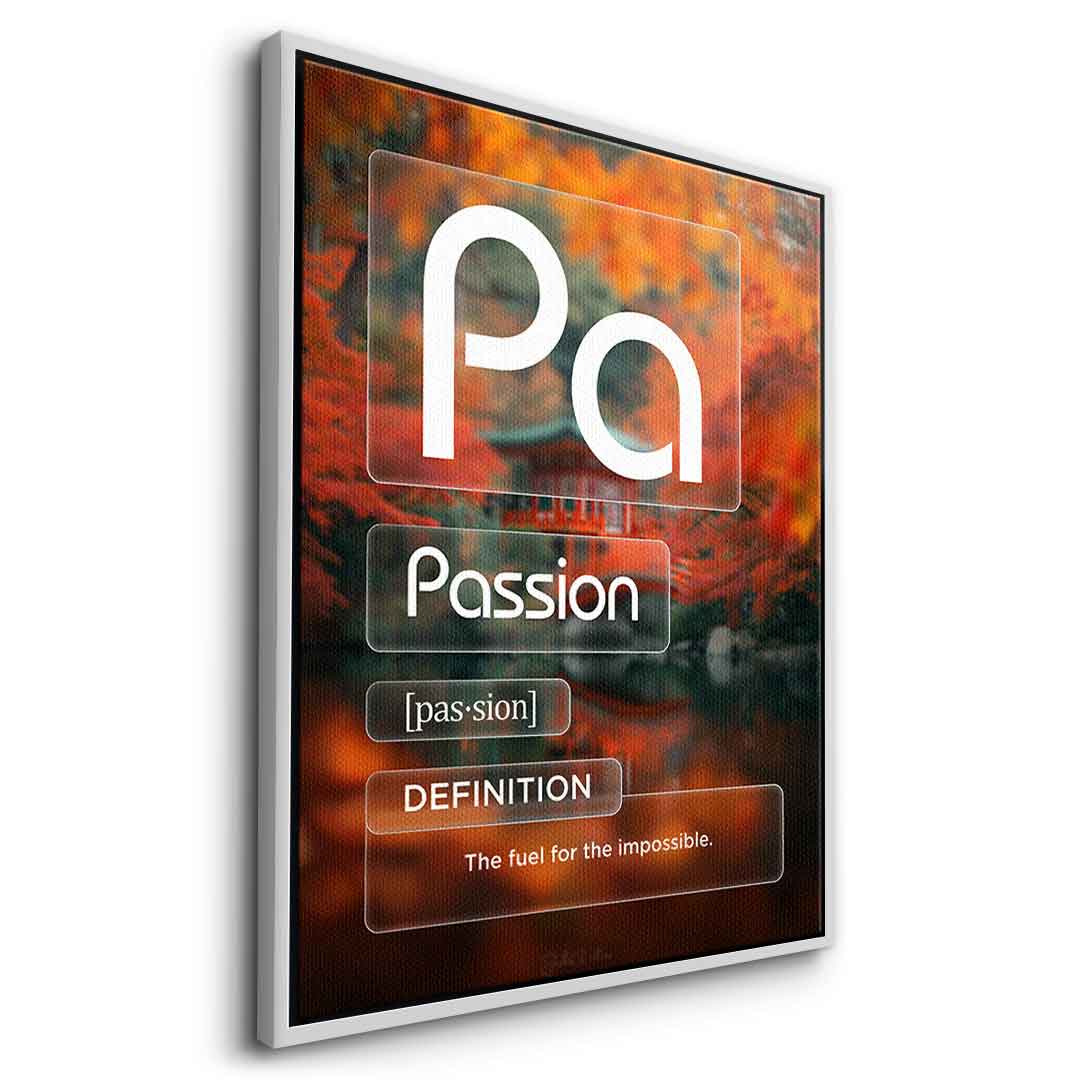 DOTCOMCANVAS® Passion (Pa) Leinwandbild Version Farbig – Seitenansicht Silber