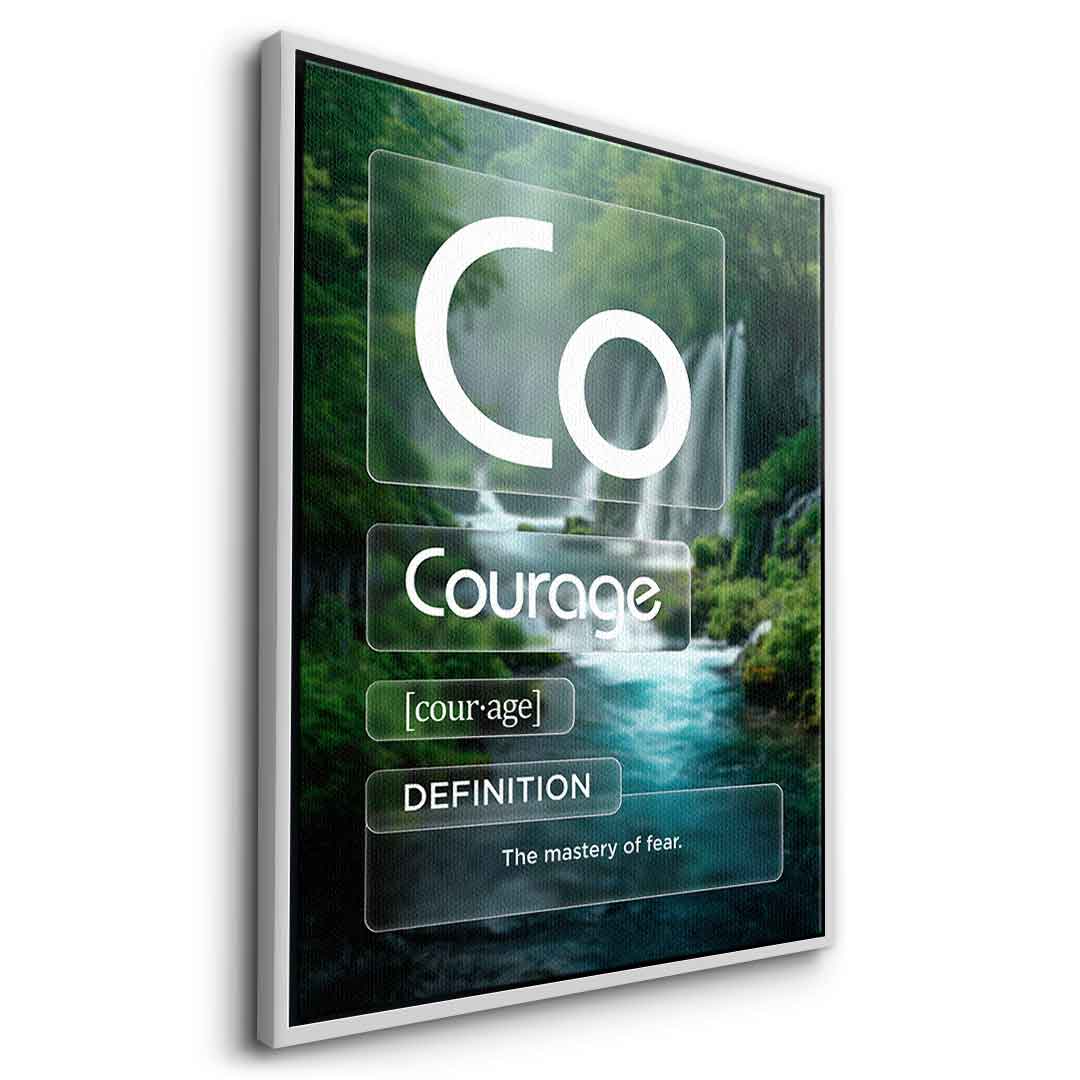 DOTCOMCANVAS® Courage (Co) Leinwandbild Version Farbig – Seitenansicht Silber