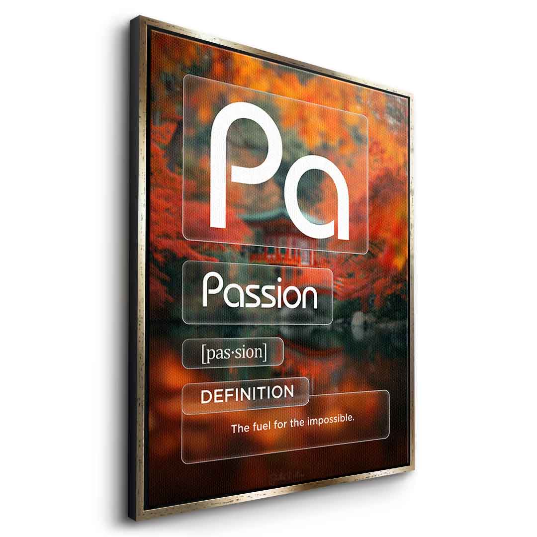 DOTCOMCANVAS® Passion (Pa) Leinwandbild Version Farbig – Seitenansicht Gold