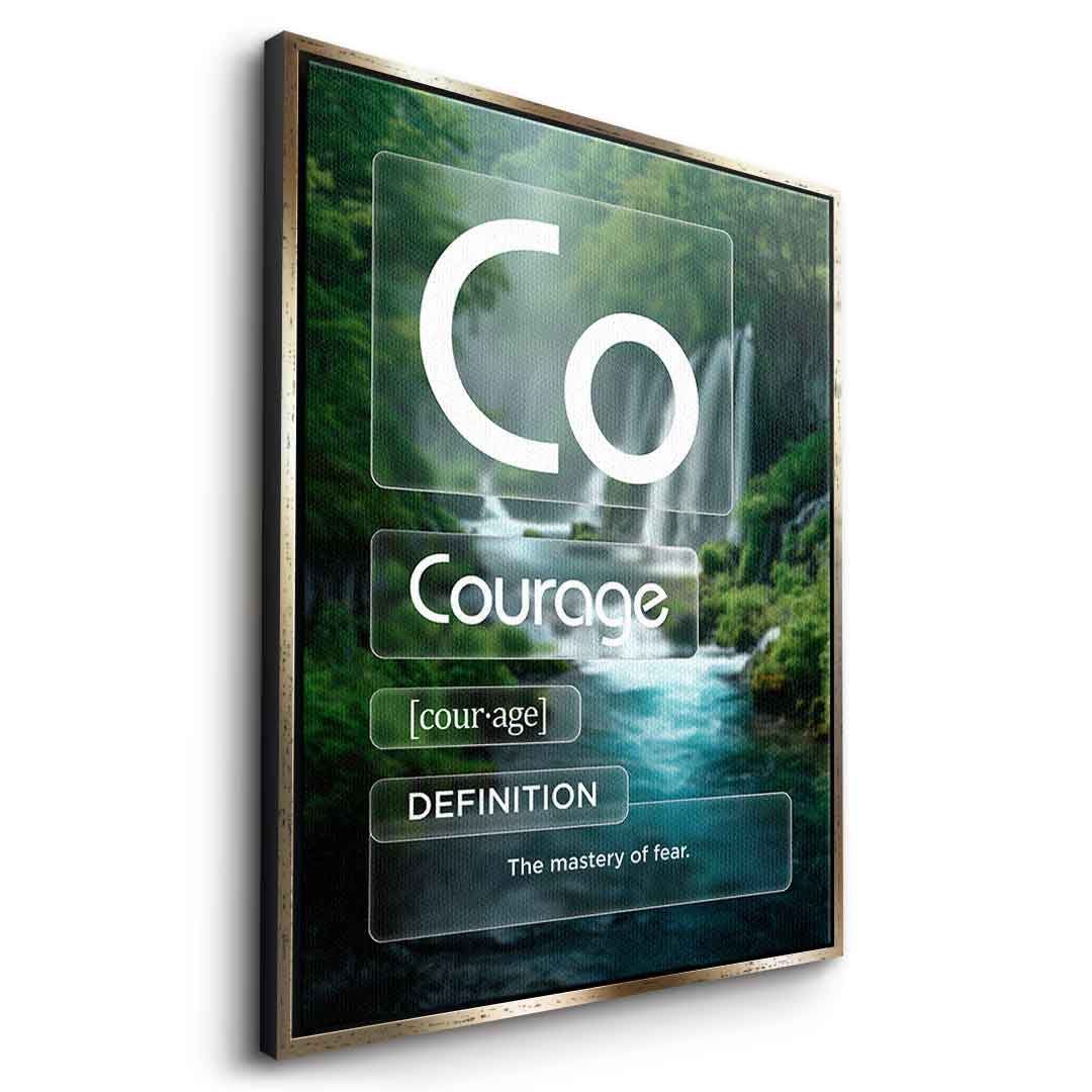 DOTCOMCANVAS® Courage (Co) Leinwandbild Version Farbig – Seitenansicht Gold