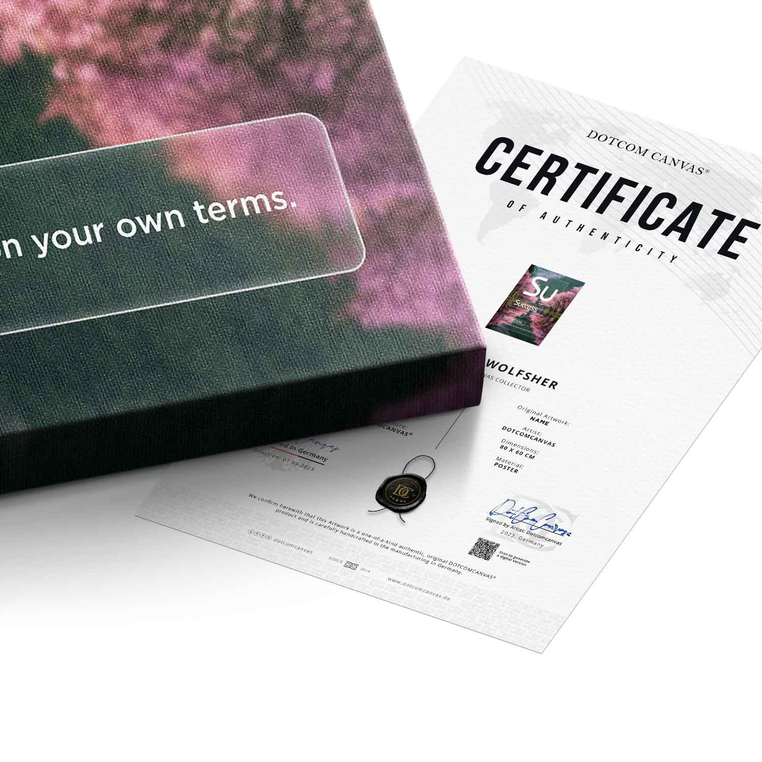 DOTCOMCANVAS® Success (Su) Leinwandbild Version Farbig – Echtheitszertifikat